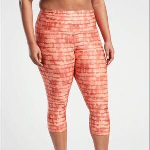 NWT Athleta | Elation Printed Capri In Tahiti Island Coral Tie Dye, Womens 3X
